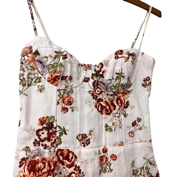 Brock Collection X H&M Womens Pink Floral Bustier Lyocell Linen Mini Dress XS - Picture 4 of 7